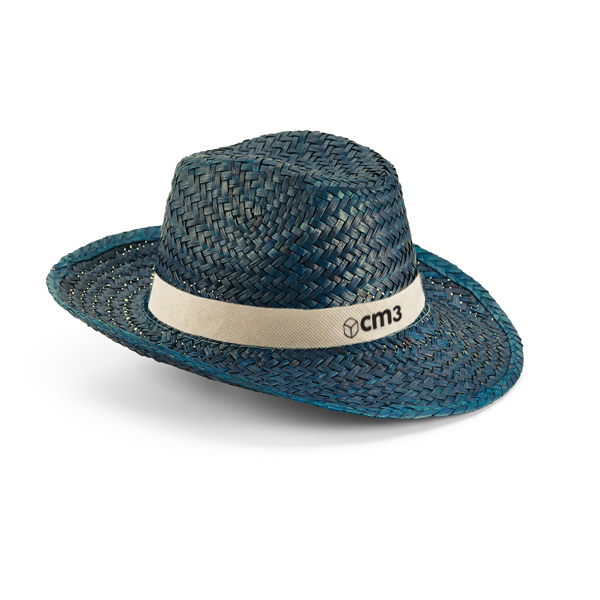 Brindes Personalizados - Chapéu Panamá Palha Natural Azul