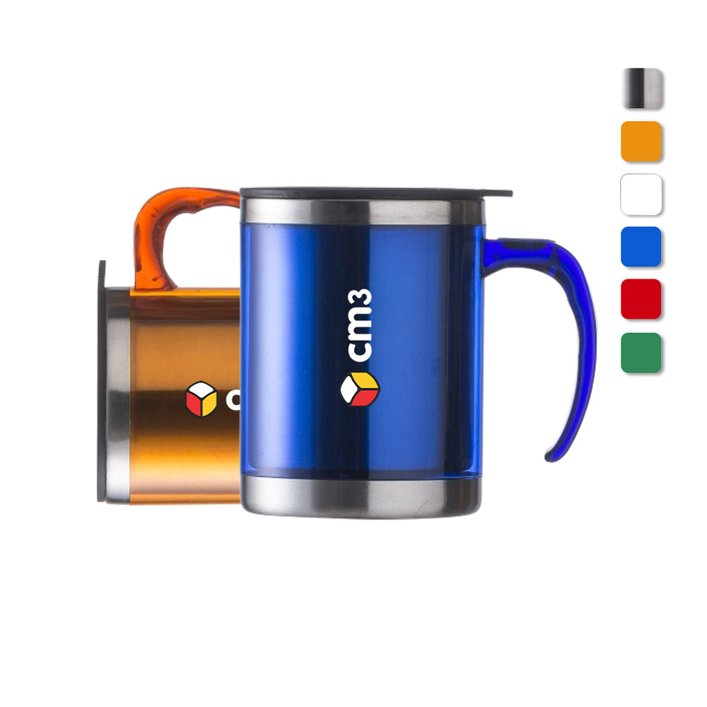 Brindes Personalizados - Caneca Acrílica e Inox com Tampa 400ml