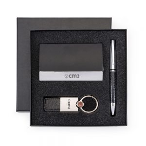 Brindes Personalizados - Kit Executivo Caneta, Porta Cartão, Chaveiro e Estojo