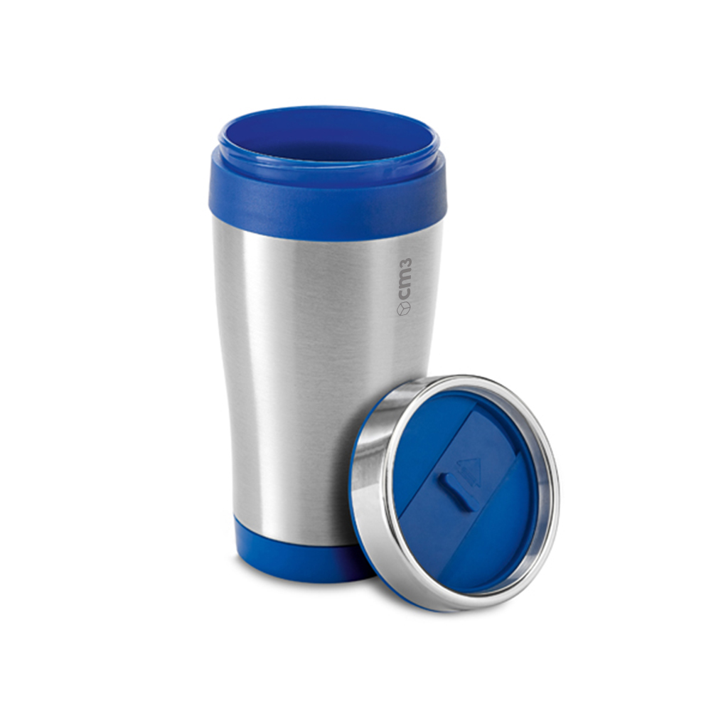 Copo Inox Térmico Azul Com Abridor 500 ml - Ind. BalCa - canecas  personalizadas com qualidade