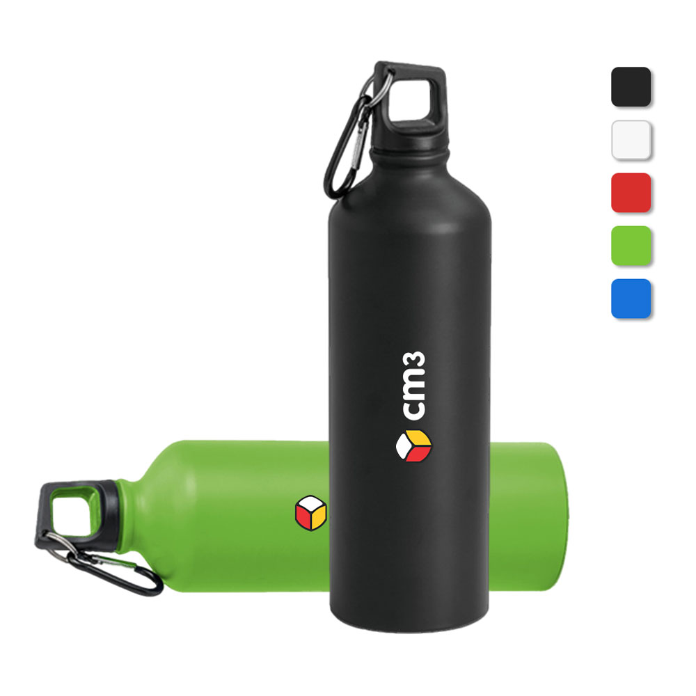 Brindes Personalizados - Garrafa Metal Fosco com Mosquetão 800ml Personalizada