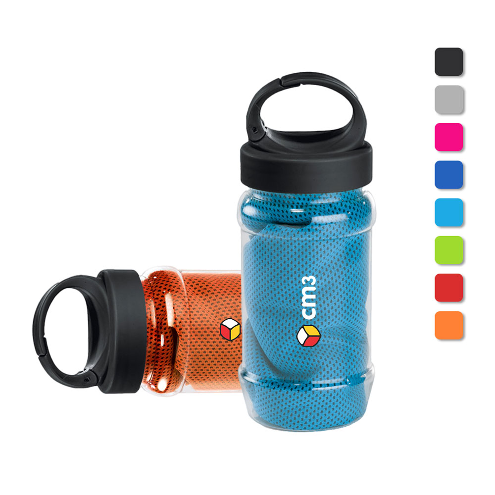 Brindes Personalizados - Garrafa Plástica 400ml e Toalha Refrescante