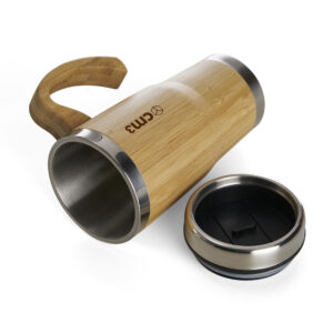 Brindes Personalizados - Caneca Inox Bambu com tampa 500ml Personalizada