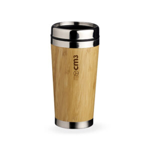 Brindes Personalizados - Copo Inox Bambu com Tampa 500ml Personalizado