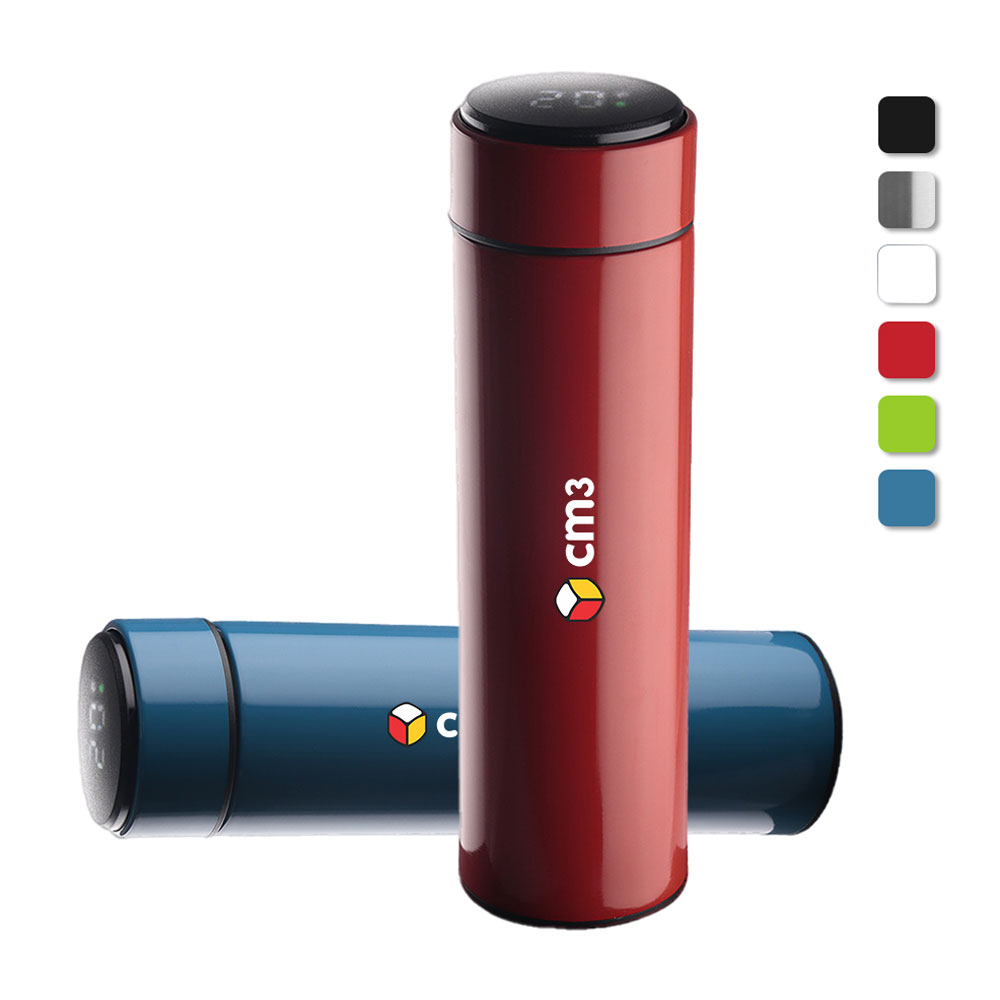 Brindes Personalizados - Garrafa Metal LED Parede Dupla 450ml Personalizada