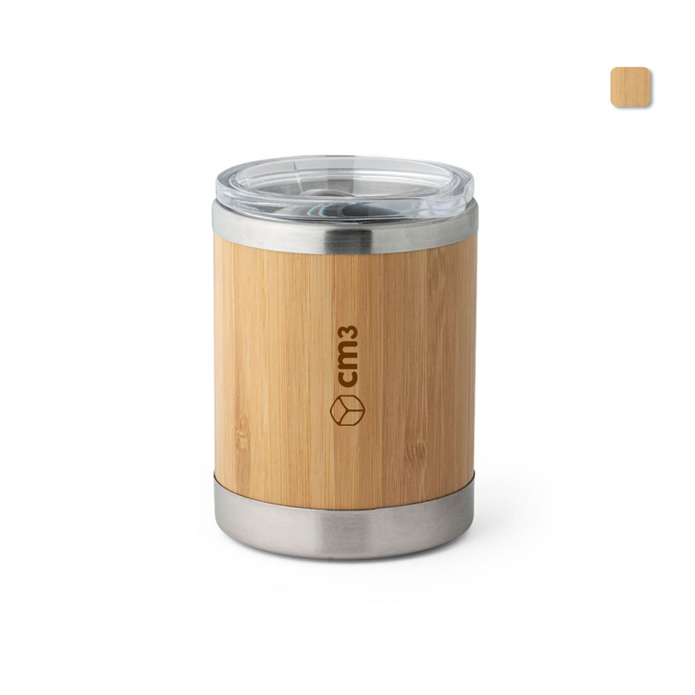 Brindes Personalizados - Copo Metal e Bambu Parede Dupla 350ml Personalizado