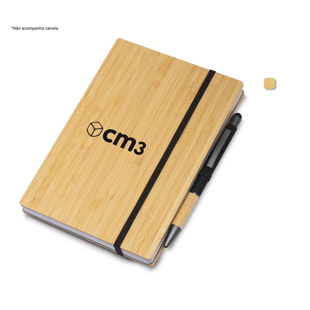 Brindes Personalizados - Caderno de Anotações Bambu Pautado Personalizado