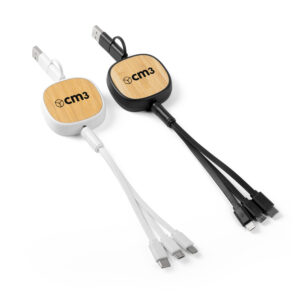 Brindes Personalizados - Cabo USB Retrátil 3 Pontas para Celular Personalizado