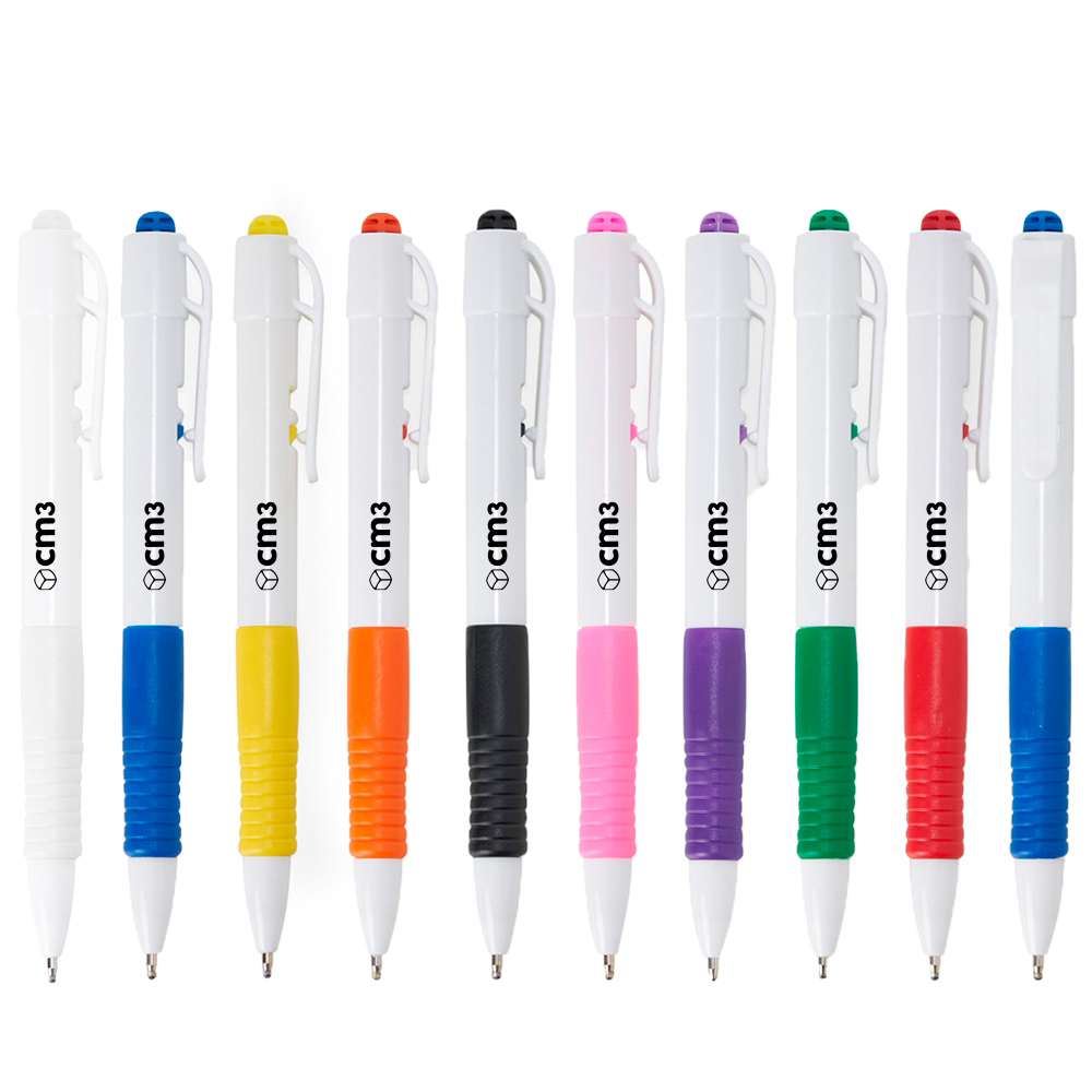 Brindes Personalizados - Caneta Plástica Corpo Branco Personalizada