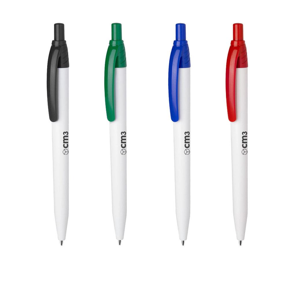 Brindes Personalizados - Caneta Plástica Corpo Branco Personalizada