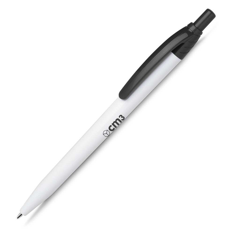Brindes Personalizados - Caneta Plástica Corpo Branco Personalizada