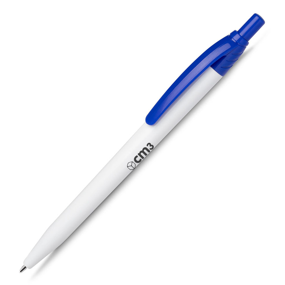 Brindes Personalizados - Caneta Plástica Corpo Branco Personalizada