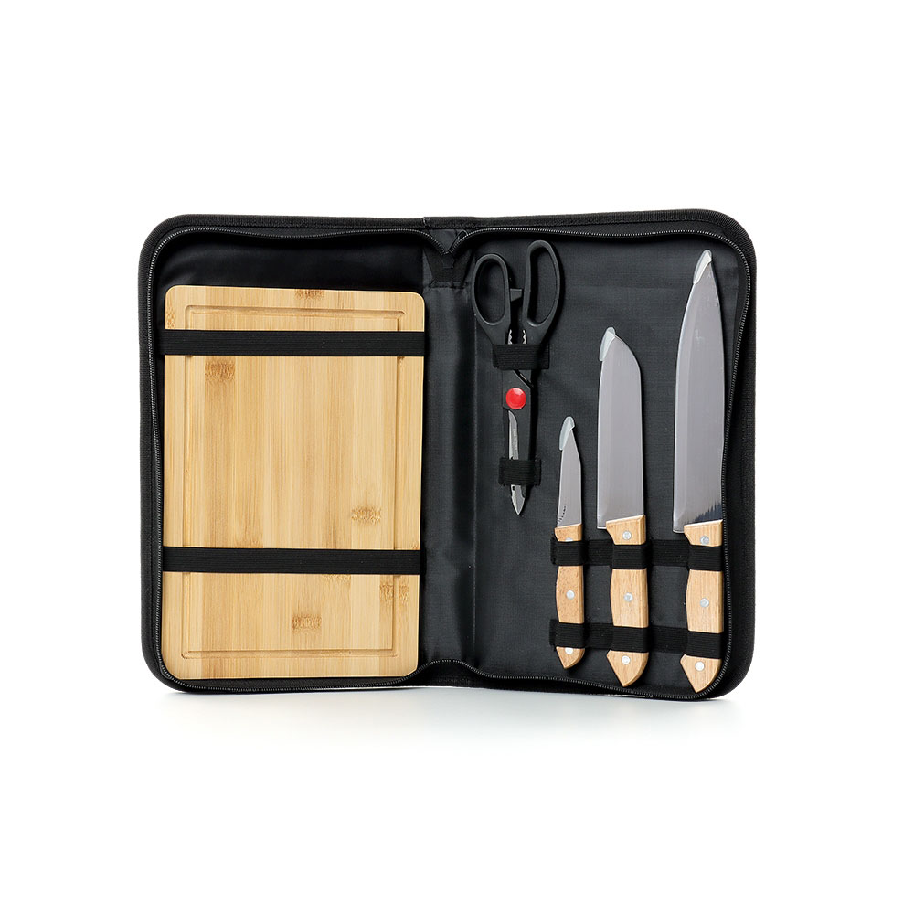 Brindes Personalizados - Kit Churrasco 4 Peças com Tábua Personalizado