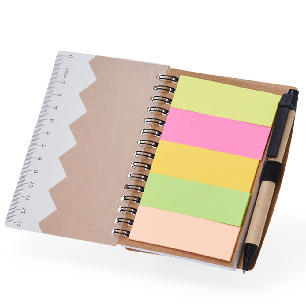 Brindes Personalizados - Caderno de Anotações Pautado com Post It e Caneta Personalizado