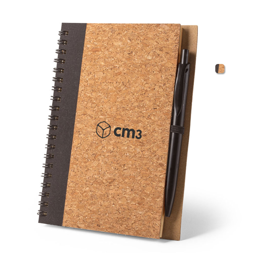 Brindes Personalizados - Caderno de Anotações Cortiça com Caneta Personalizado