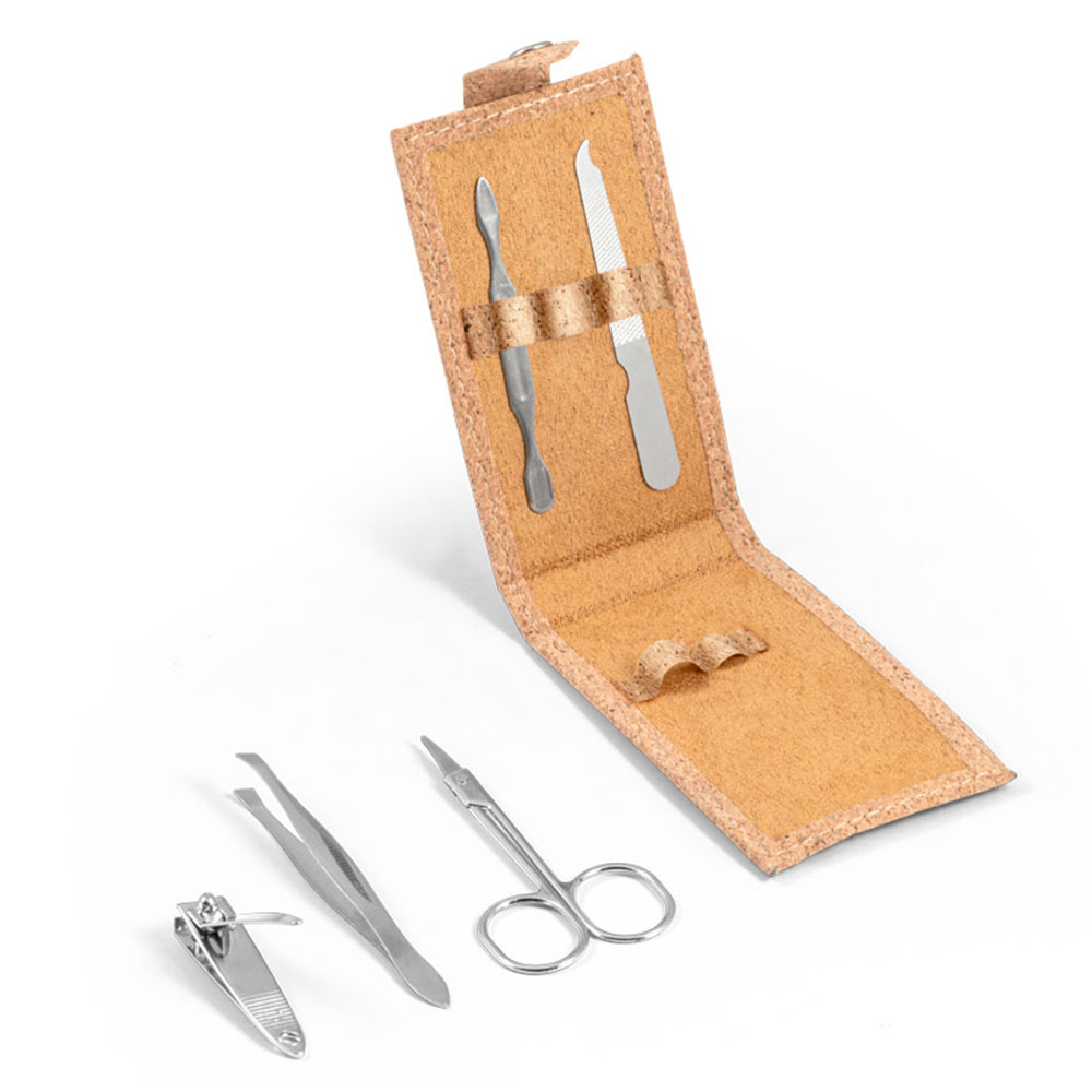 Brindes Personalizados - Kit Manicure 5 Peças com Estojo Cortiça Personalizado